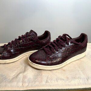 Adidas Stan Smith Burgundy Crocodile Textured Sneakers Men's 9.5 (EU43)